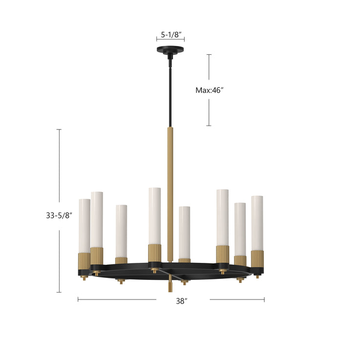 Rue Eight Light Chandelier Warm Bronze-Mid. Chandeliers-Alora-Lighting Design Store
