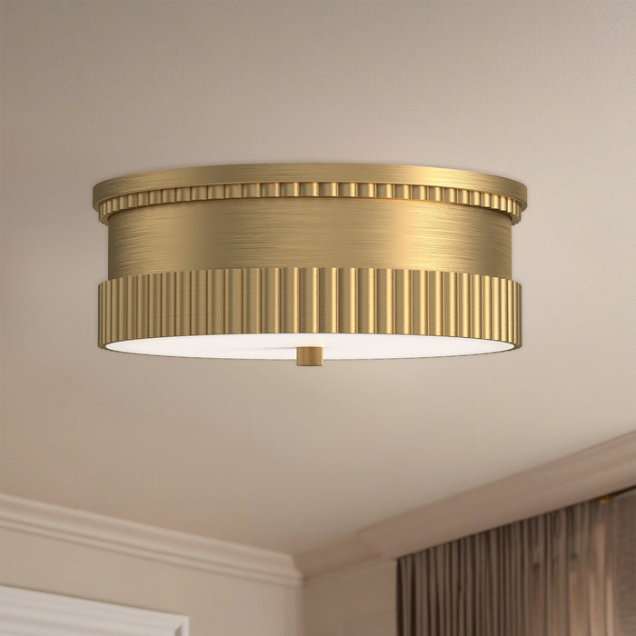 Rue Three Light Flush Mount Brushed Gold-Flush Mounts-Alora-Lighting Design Store
