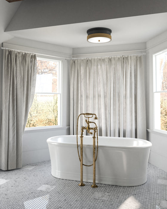 Rue Three Light Flush Mount Matte Black/Brushed Gold-Flush Mounts-Alora-Lighting Design Store