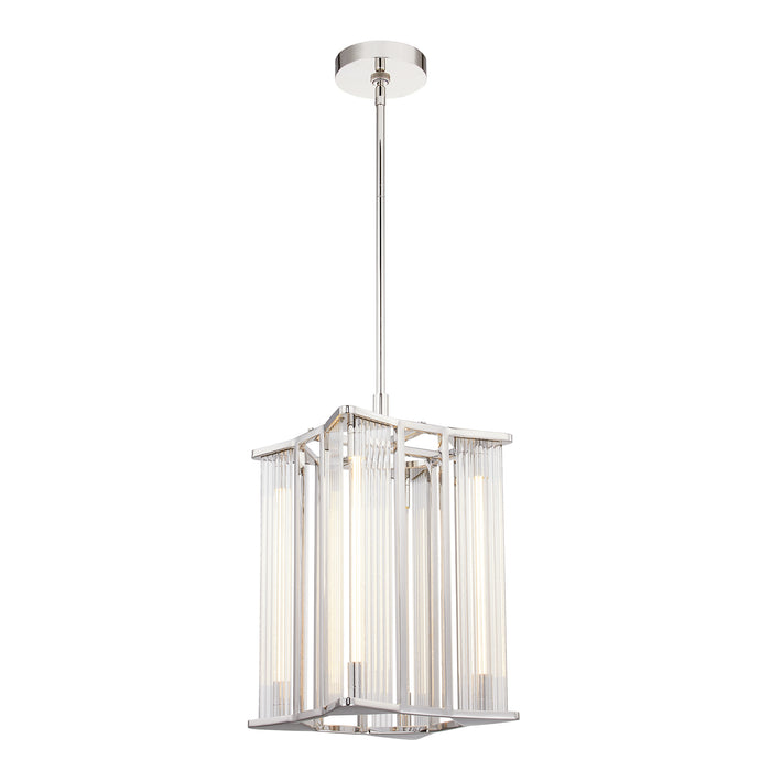 Sabre LED Pendant Polished Nickel/Ribbed Glass-Mini Pendants-Alora-Lighting Design Store