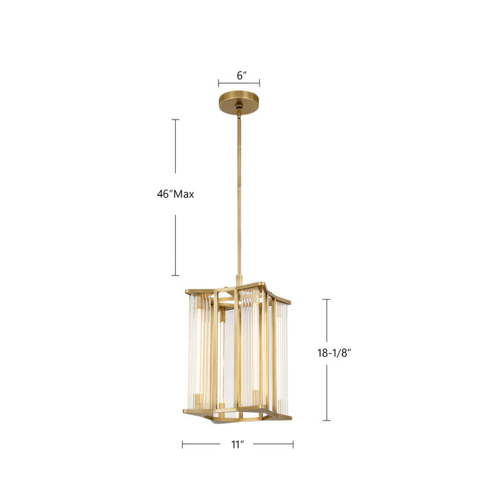 Sabre LED Pendant Polished Nickel/Ribbed Glass-Mini Pendants-Alora-Lighting Design Store