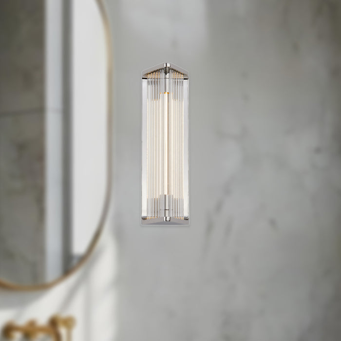 Sabre LED Vanity Polished Nickel/Ribbed Glass-Bathroom Fixtures-Alora-Lighting Design Store
