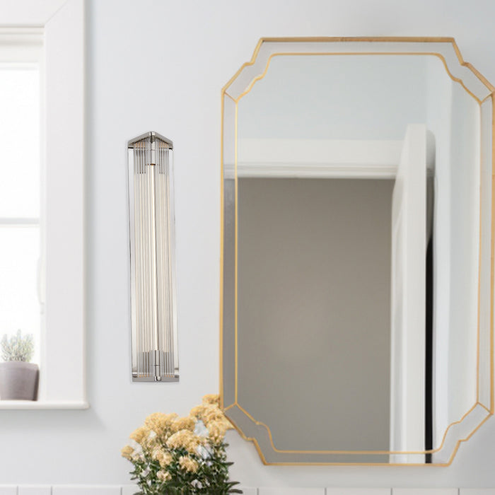 Sabre LED Vanity Polished Nickel/Ribbed Glass-Bathroom Fixtures-Alora-Lighting Design Store