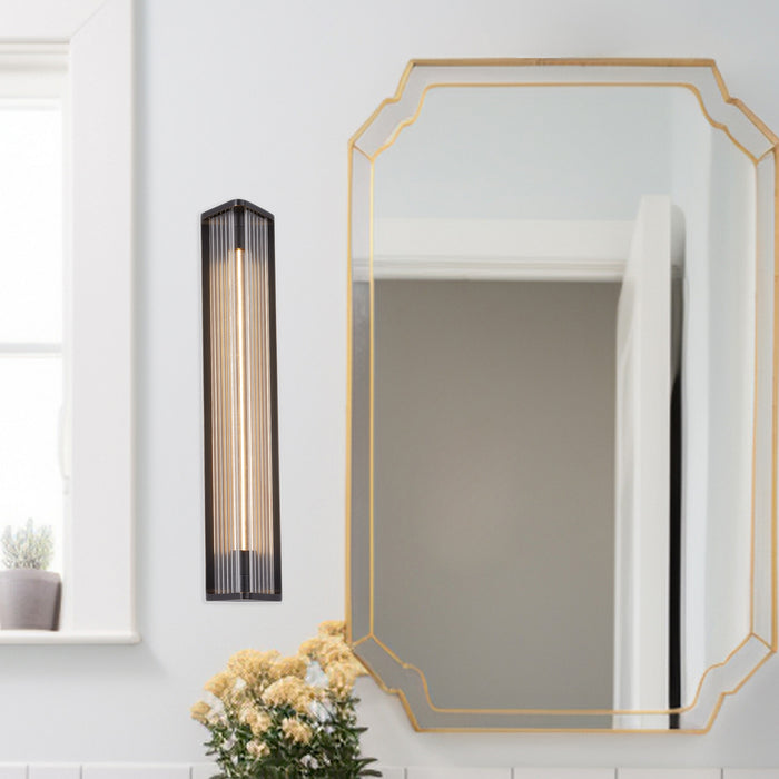 Sabre LED Vanity Ribbed Glass/Urban Bronze-Bathroom Fixtures-Alora-Lighting Design Store