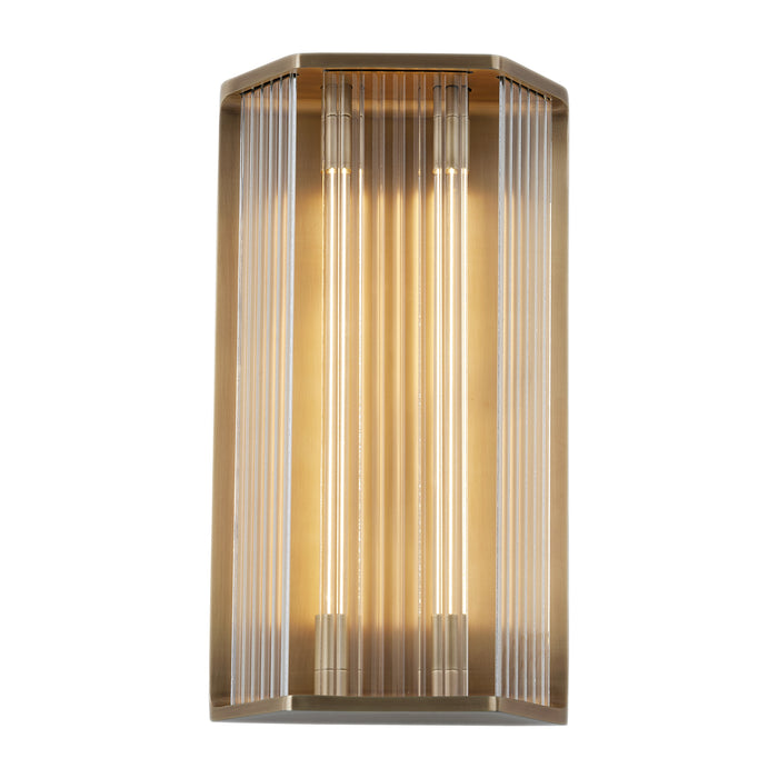 Sabre LED Vanity Ribbed Glass/Vintage Brass-Sconces-Alora-Lighting Design Store