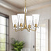 Salem Four Light Chandelier Brushed Gold/Clear Glass-Mid. Chandeliers-Alora-Lighting Design Store