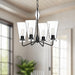 Salem Four Light Chandelier Clear Glass/Matte Black-Mid. Chandeliers-Alora-Lighting Design Store