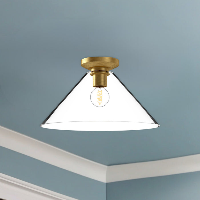 Salem One Light Flush Mount Brushed Gold/Clear Glass-Flush Mounts-Alora-Lighting Design Store