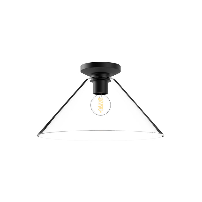Salem One Light Flush Mount Clear Glass/Matte Black-Flush Mounts-Alora-Lighting Design Store