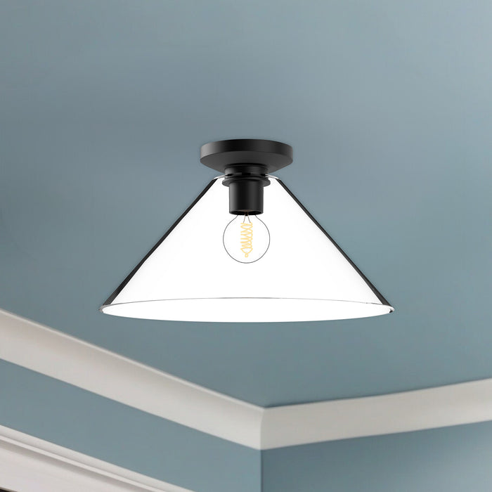 Salem One Light Flush Mount Clear Glass/Matte Black-Flush Mounts-Alora-Lighting Design Store