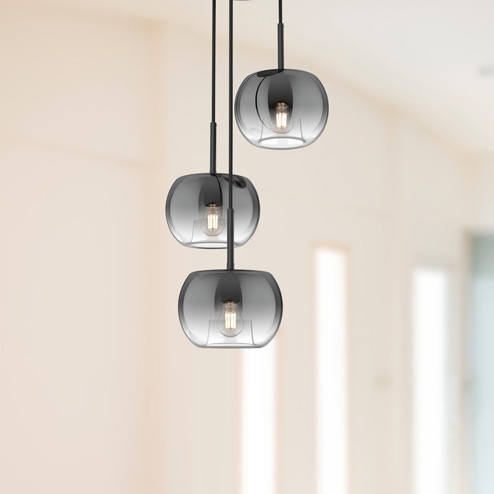 Samar Three Light Chandelier Black/Smoked-Mini Chandeliers-Kuzco Lighting-Lighting Design Store