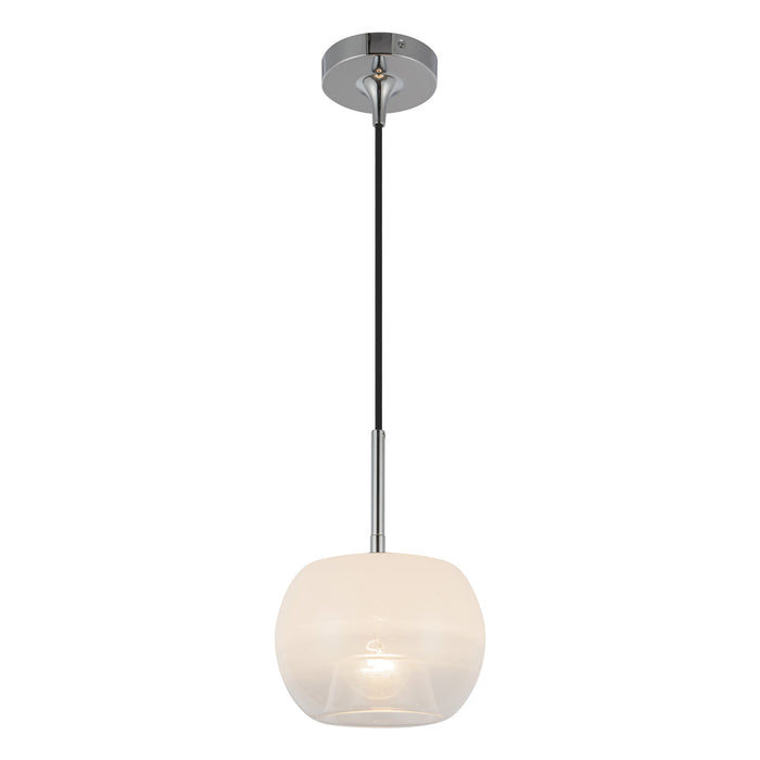 Samar One Light Pendant Chrome/Opal Glass-Mini Pendants-Kuzco Lighting-Lighting Design Store