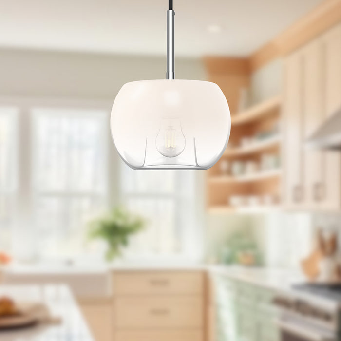 Samar One Light Pendant Chrome/Opal Glass-Mini Pendants-Kuzco Lighting-Lighting Design Store