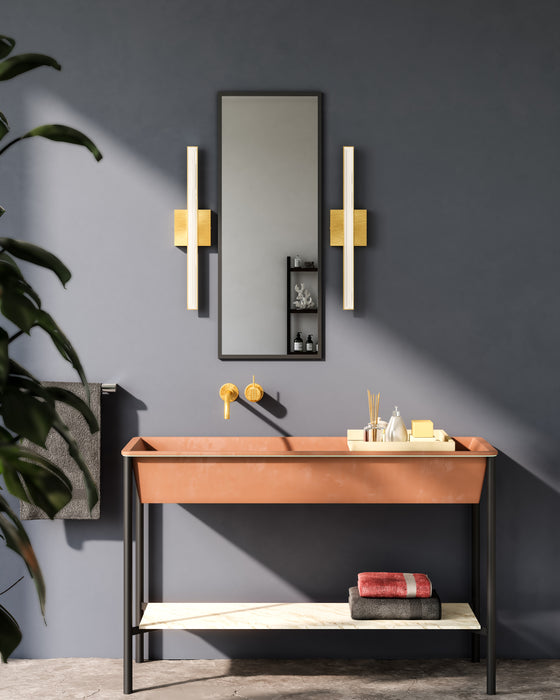 Saphir LED Vanity Brushed Gold-Bathroom Fixtures-Kuzco Lighting-Lighting Design Store