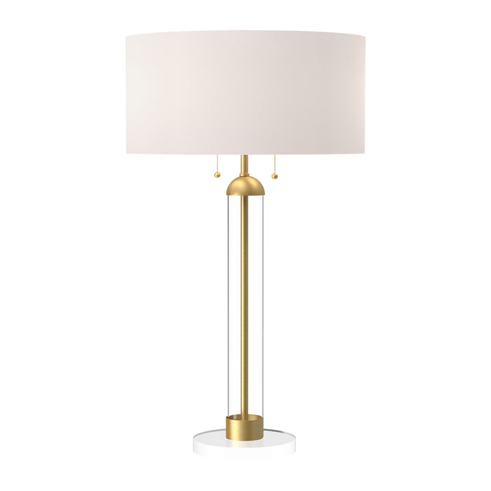 Sasha Two Light Table Lamp Brushed Gold/White Linen-Lamps-Alora-Lighting Design Store