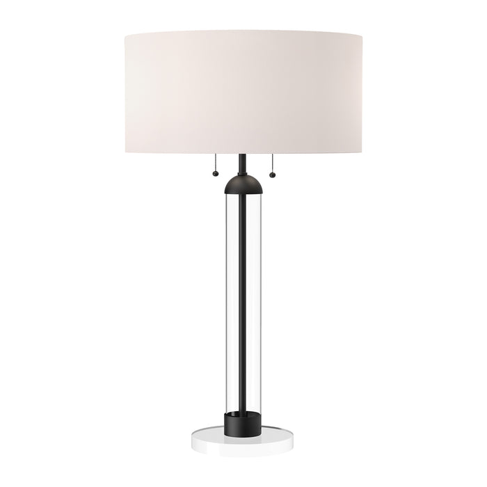 Sasha Two Light Table Lamp Matte Black/White Linen-Lamps-Alora-Lighting Design Store
