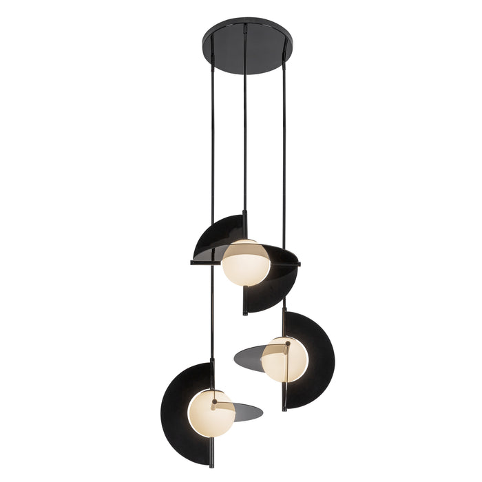 Scorpio LED Chandelier Glossy Black/Opal Glass-Mid. Chandeliers-Kuzco Lighting-Lighting Design Store