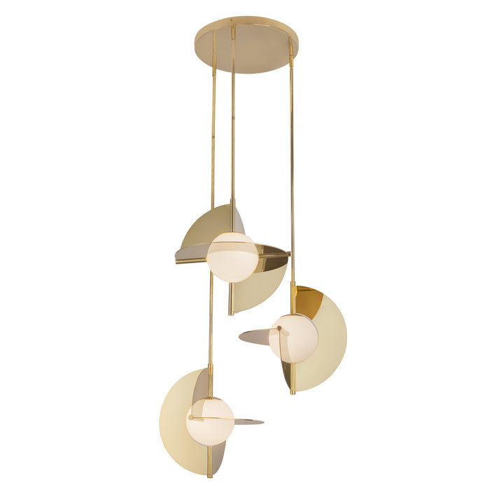 Scorpio LED Chandelier Metallic Brass/Opal Glass-Mid. Chandeliers-Kuzco Lighting-Lighting Design Store