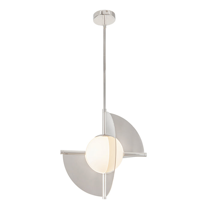Scorpio LED Pendant Polished Nickel/Opal Glass-Pendants-Kuzco Lighting-Lighting Design Store