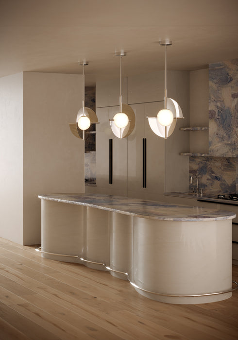 Scorpio LED Pendant Polished Nickel/Opal Glass-Pendants-Kuzco Lighting-Lighting Design Store