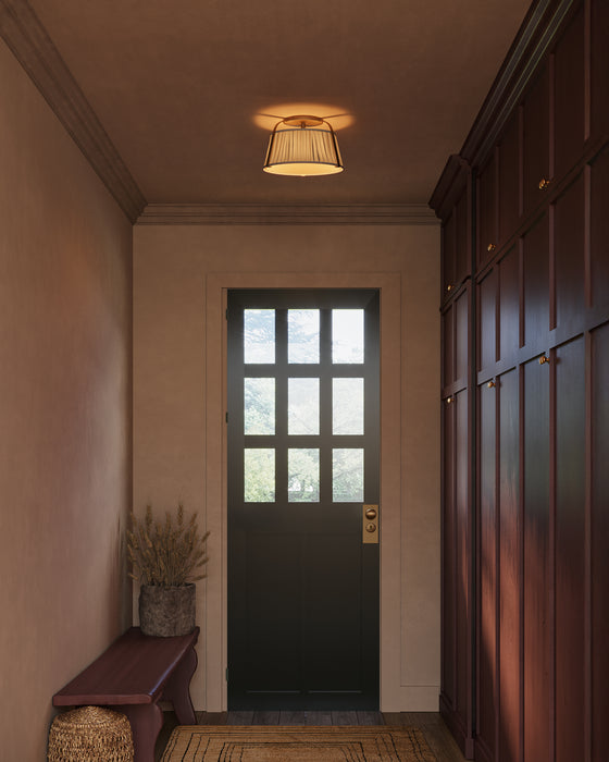 Scout One Light Semi-Flush Mount Matte Black/White Linen