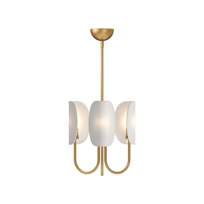 Seno Three Light Chandelier Aged Gold/White Cotton Fabric-Mini Chandeliers-Alora-Lighting Design Store