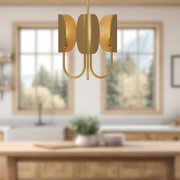 Seno Three Light Chandelier Aged Gold-Mini Chandeliers-Alora-Lighting Design Store