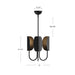 Seno Three Light Chandelier Matte Black-Mini Chandeliers-Alora-Lighting Design Store