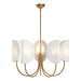 Seno Five Light Chandelier Aged Gold/White Cotton Fabric-Mid. Chandeliers-Alora-Lighting Design Store