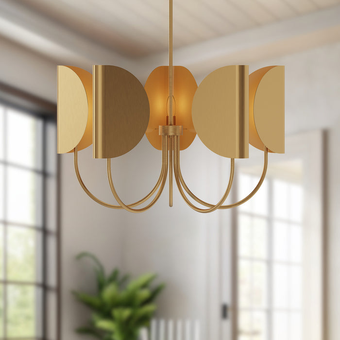 Seno Five Light Chandelier Aged Gold-Mid. Chandeliers-Alora-Lighting Design Store