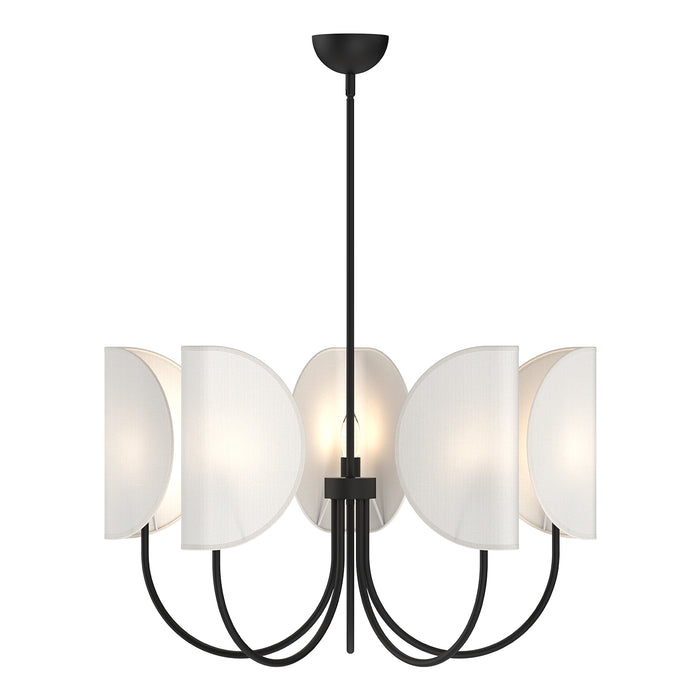 Seno Five Light Chandelier Matte Black/White Cotton Fabric-Mid. Chandeliers-Alora-Lighting Design Store