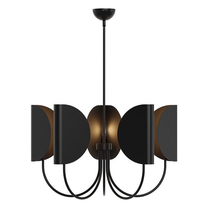 Seno Five Light Chandelier Matte Black-Mid. Chandeliers-Alora-Lighting Design Store