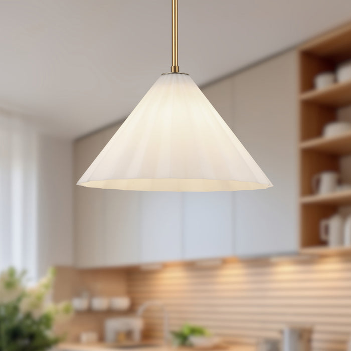 Serena One Light Pendant Aged Gold/Opal Glass-Pendants-Alora-Lighting Design Store