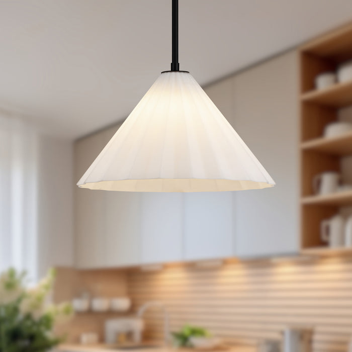 Serena One Light Pendant Matte Black/Opal Glass-Pendants-Alora-Lighting Design Store