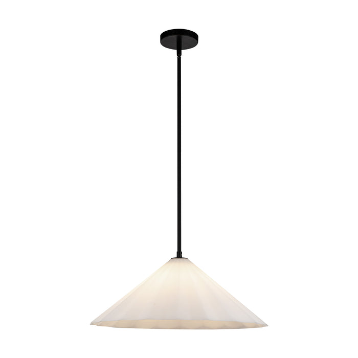 Serena One Light Pendant Matte Black/Opal Glass-Pendants-Alora-Lighting Design Store