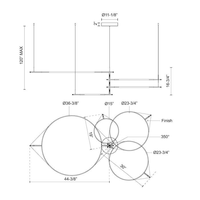 Serif LED Pendant Black-Large Chandeliers-Kuzco Lighting-Lighting Design Store