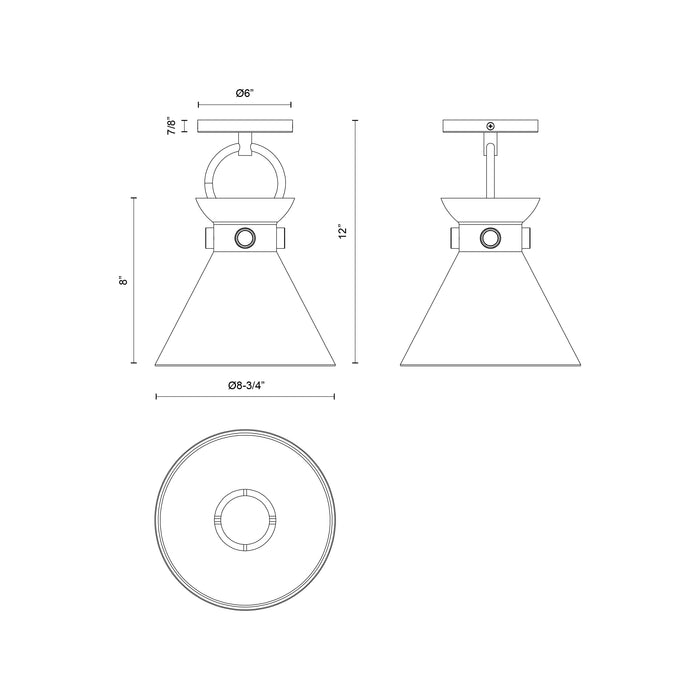 Emerson One Light Semi-Flush Mount Aged Gold-Semi-Flush Mts.-Alora-Lighting Design Store