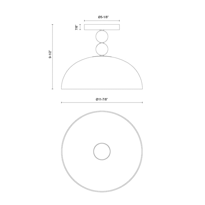 Paisley One Light Semi-Flush Mount Brushed Gold/Glossy Opal Glass-Semi-Flush Mts.-Alora-Lighting Design Store