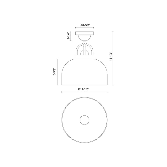 Lancaster One Light Semi-Flush Mount Matte Black-Semi-Flush Mts.-Alora-Lighting Design Store