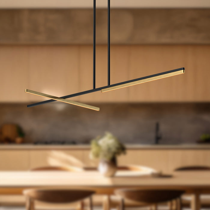Shift LED Linear Pendant Black/Brushed Gold-Linear/Island-Kuzco Lighting-Lighting Design Store