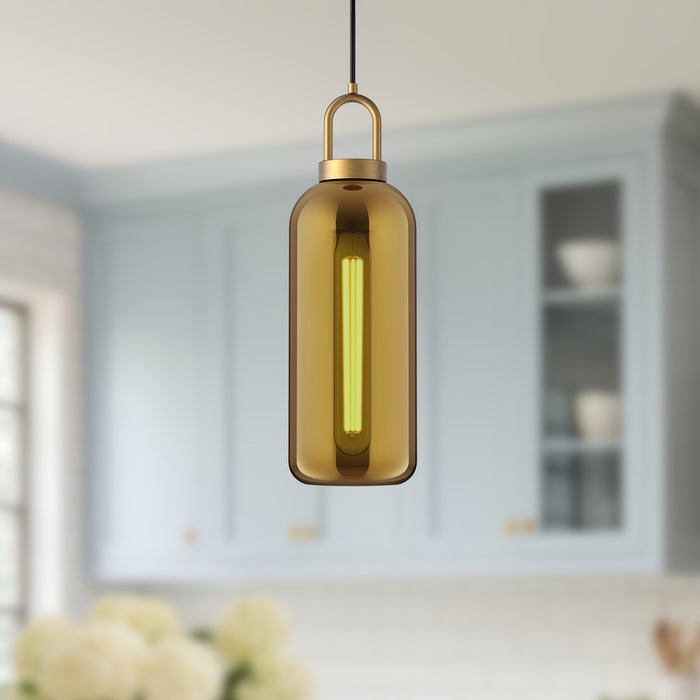 Soji One Light Pendant Aged Gold/Copper Glass-Mini Pendants-Alora-Lighting Design Store