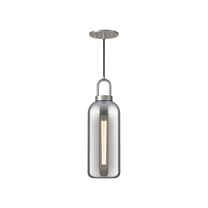 Soji One Light Pendant Brushed Nickel/Smoked Solid Glass-Mini Pendants-Alora-Lighting Design Store