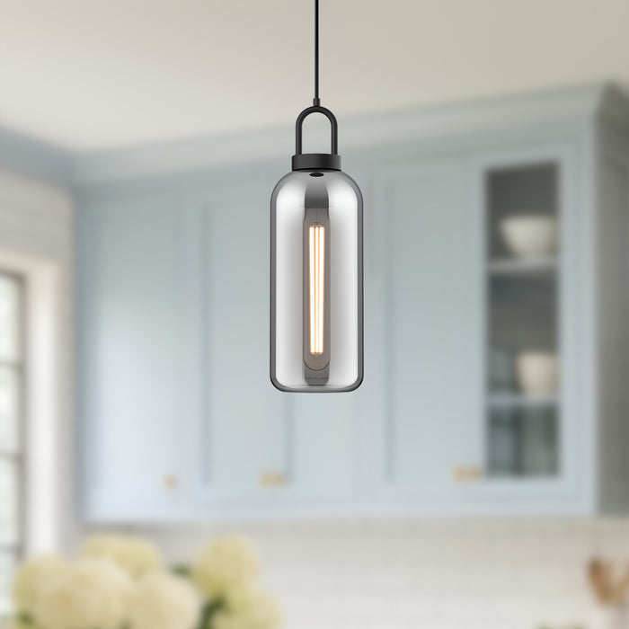 Soji One Light Pendant Matte Black/Smoked Solid Glass-Mini Pendants-Alora-Lighting Design Store