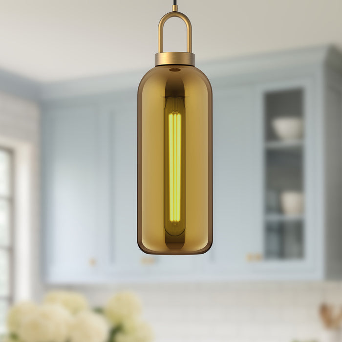 Soji One Light Pendant Aged Gold/Copper Glass-Mini Pendants-Alora-Lighting Design Store