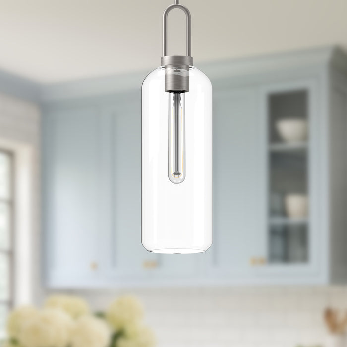 Soji One Light Pendant Brushed Nickel/Clear Glass-Mini Pendants-Alora-Lighting Design Store