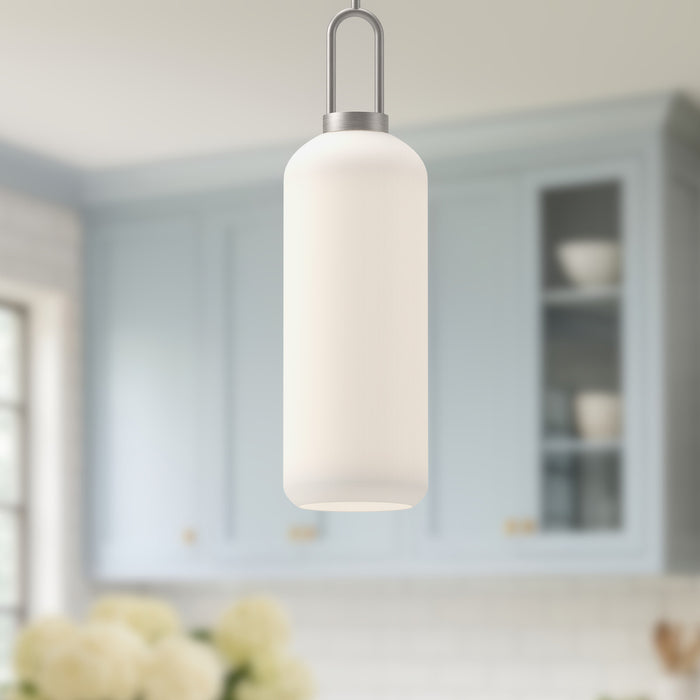 Soji One Light Pendant Brushed Nickel/Opal Matte Glass-Mini Pendants-Alora-Lighting Design Store