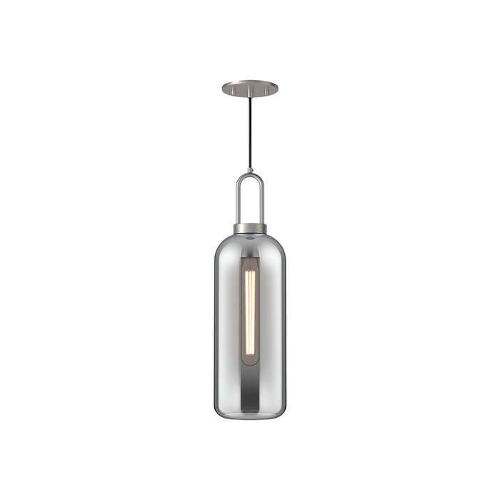 Soji One Light Pendant Brushed Nickel/Smoked Solid Glass-Mini Pendants-Alora-Lighting Design Store