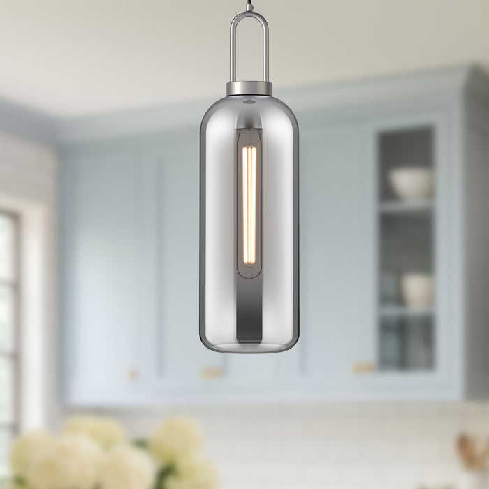 Soji One Light Pendant Brushed Nickel/Smoked Solid Glass-Mini Pendants-Alora-Lighting Design Store
