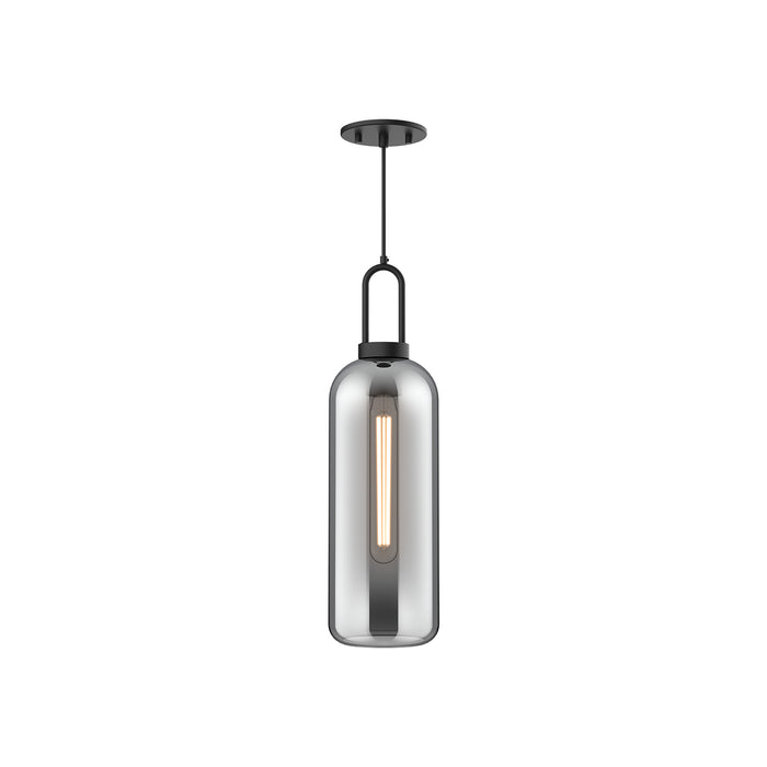 Soji One Light Pendant Matte Black/Smoked Solid Glass-Mini Pendants-Alora-Lighting Design Store