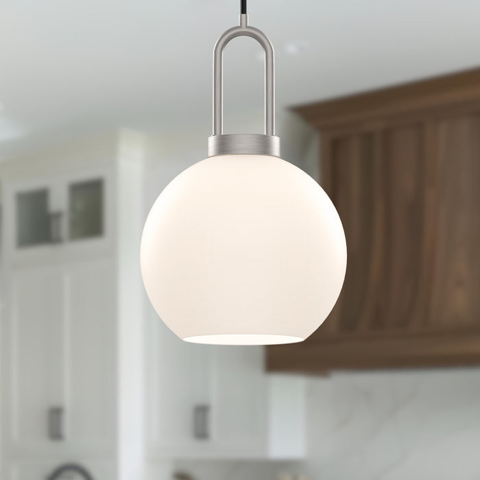 Soji One Light Pendant Brushed Nickel/Opal Matte Glass-Mini Pendants-Alora-Lighting Design Store